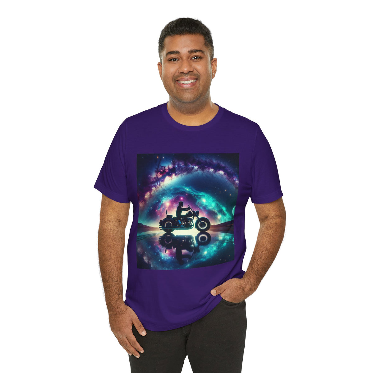 Galactic Biker Tee: Cosmic Shirt, Trendy Apparel