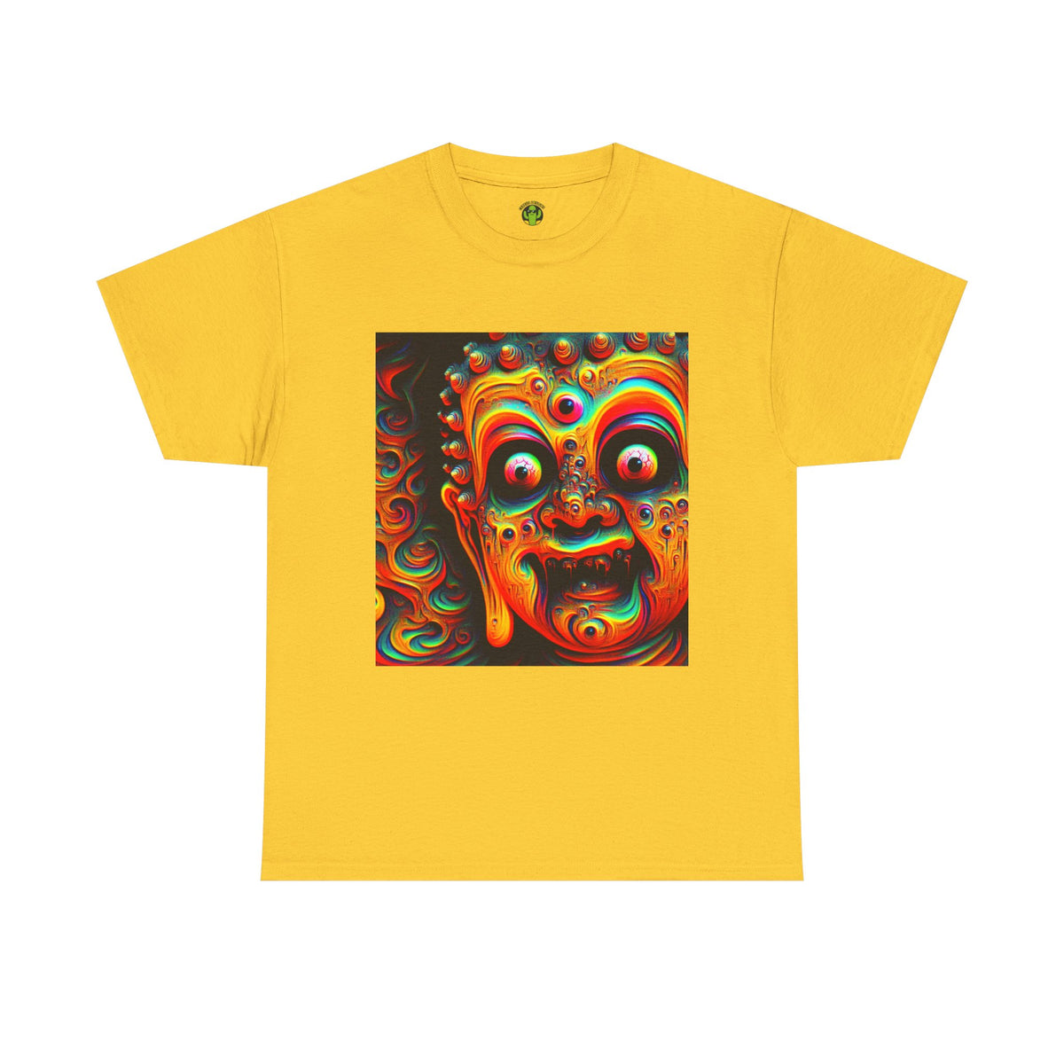 Vibrant Buddha Art Tee, Heavy Cotton T-Shirt, Unique Graphic Tee