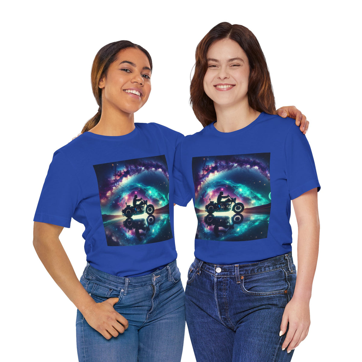Galactic Biker Tee: Cosmic Shirt, Trendy Apparel