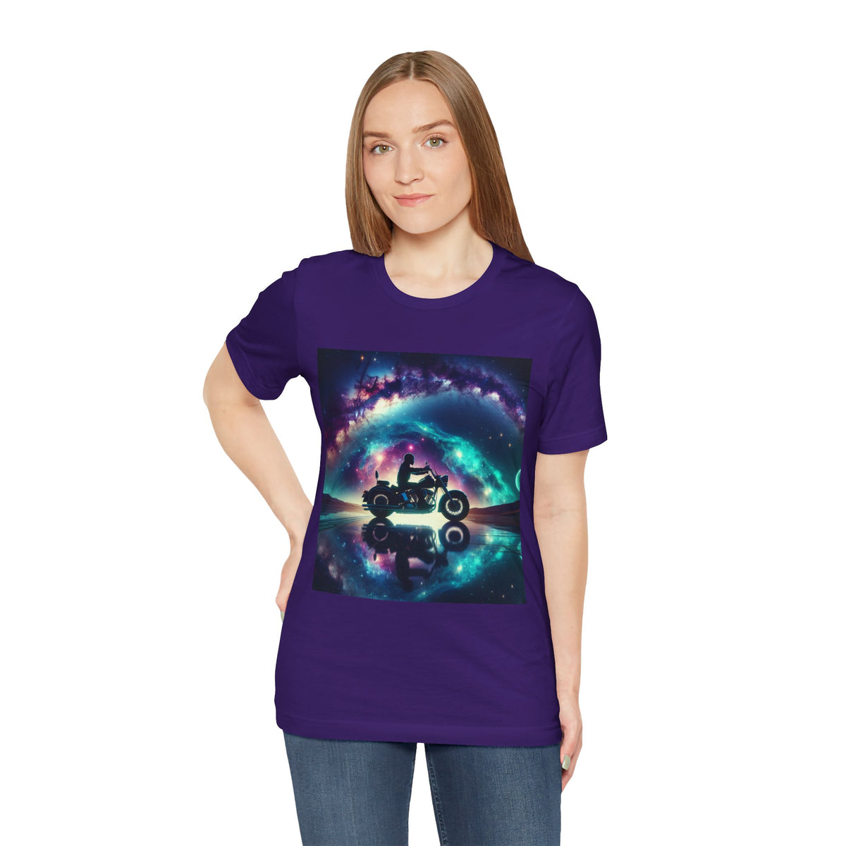 Galactic Biker Tee: Cosmic Shirt, Trendy Apparel