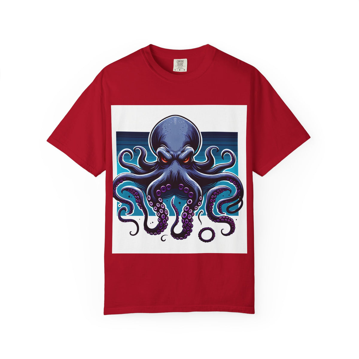 Ocean-Inspired Unisex Garment-Dyed T-Shirt with Octopus Design