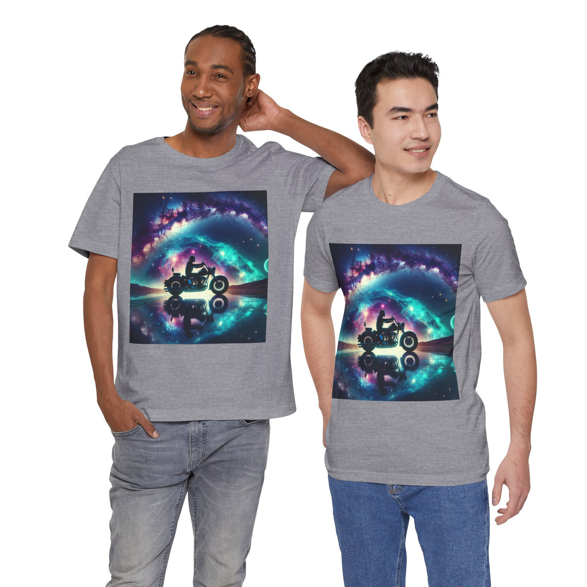 Galactic Biker Tee: Cosmic Shirt, Trendy Apparel