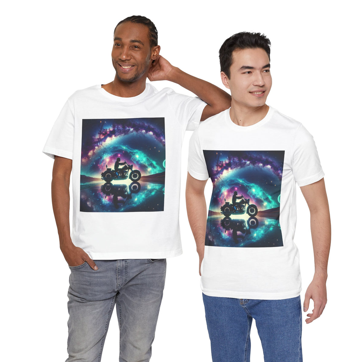 Galactic Biker Tee: Cosmic Shirt, Trendy Apparel