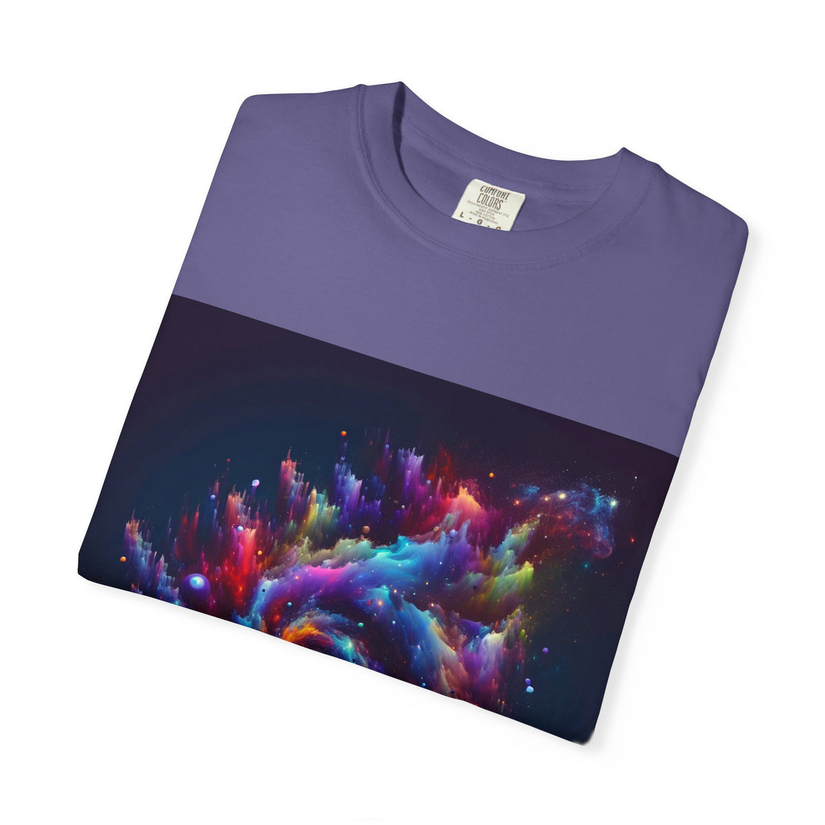 Cosmic Swirl Garment-Dyed T-Shirt – Vibrant Space Design for Sci-Fi Lovers