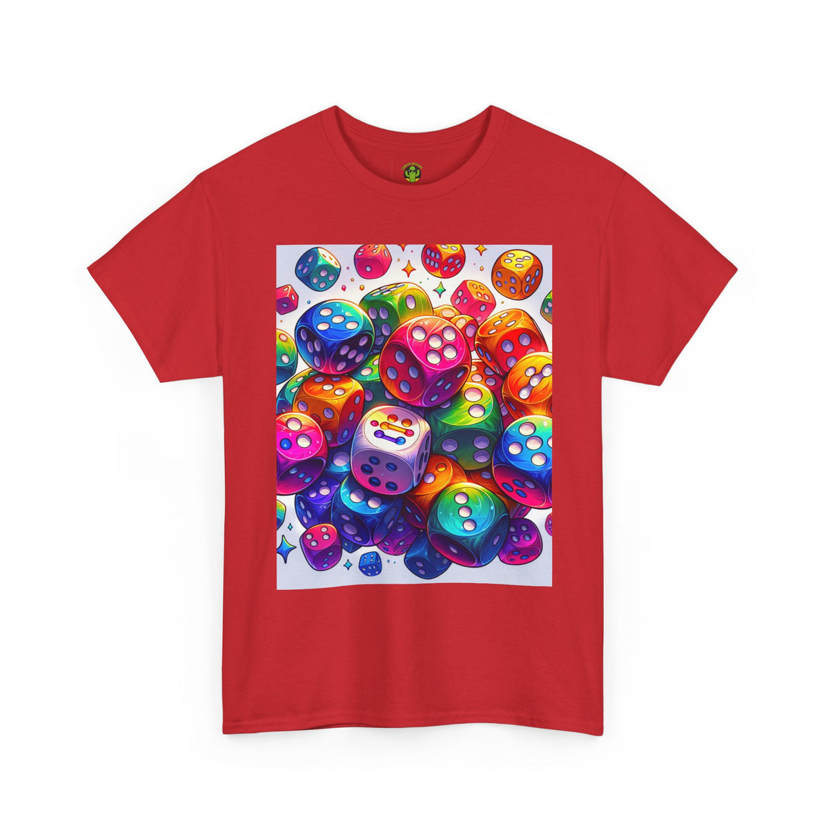 Colorful Dice Heavy Cotton Tee - Fun Gaming Tee for Casual Wear