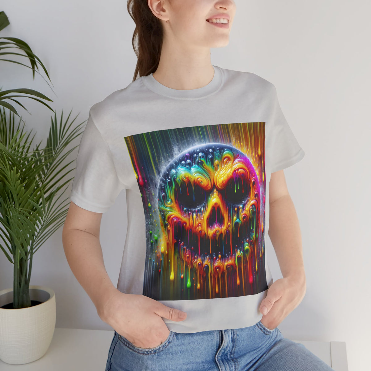 Psychedelic Skull Tee, Edgy Streetwear, Trendy Casual Wear