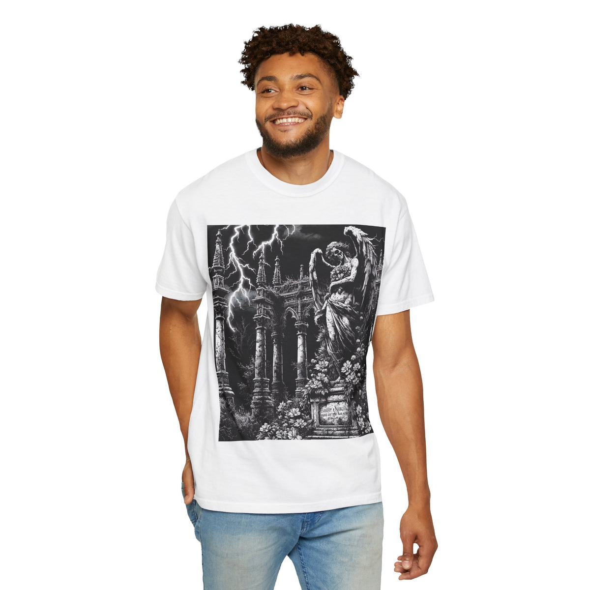 Gothic Angel T-Shirt, Garment-Dyed Tee for Alternative Fashion