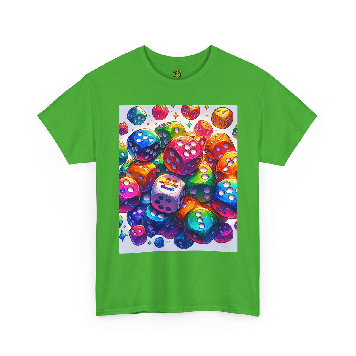 Colorful Dice Heavy Cotton Tee - Fun Gaming Tee for Casual Wear