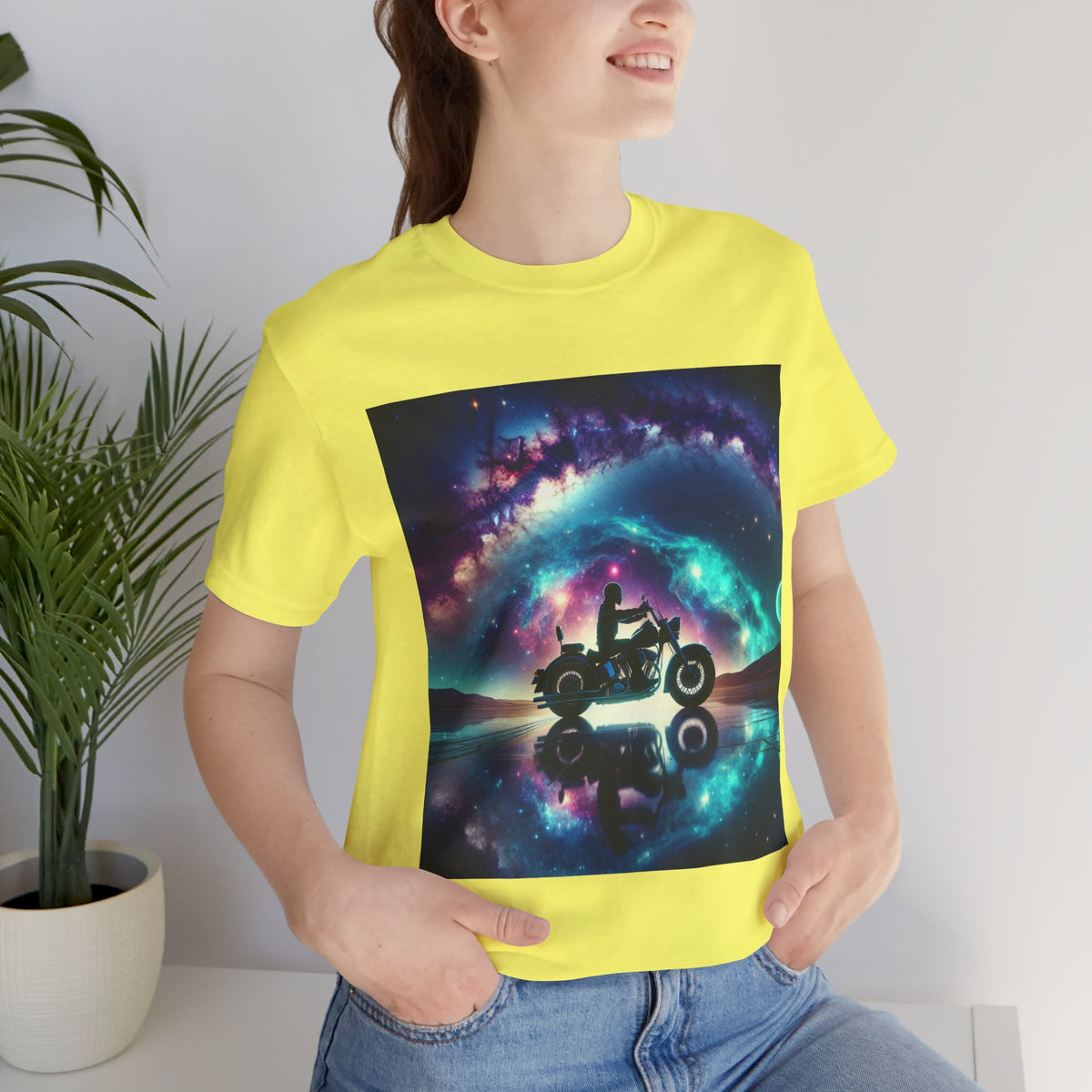 Galactic Biker Tee: Cosmic Shirt, Trendy Apparel