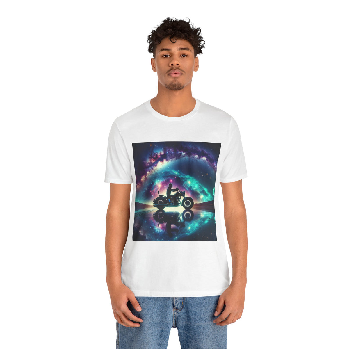 Galactic Biker Tee: Cosmic Shirt, Trendy Apparel