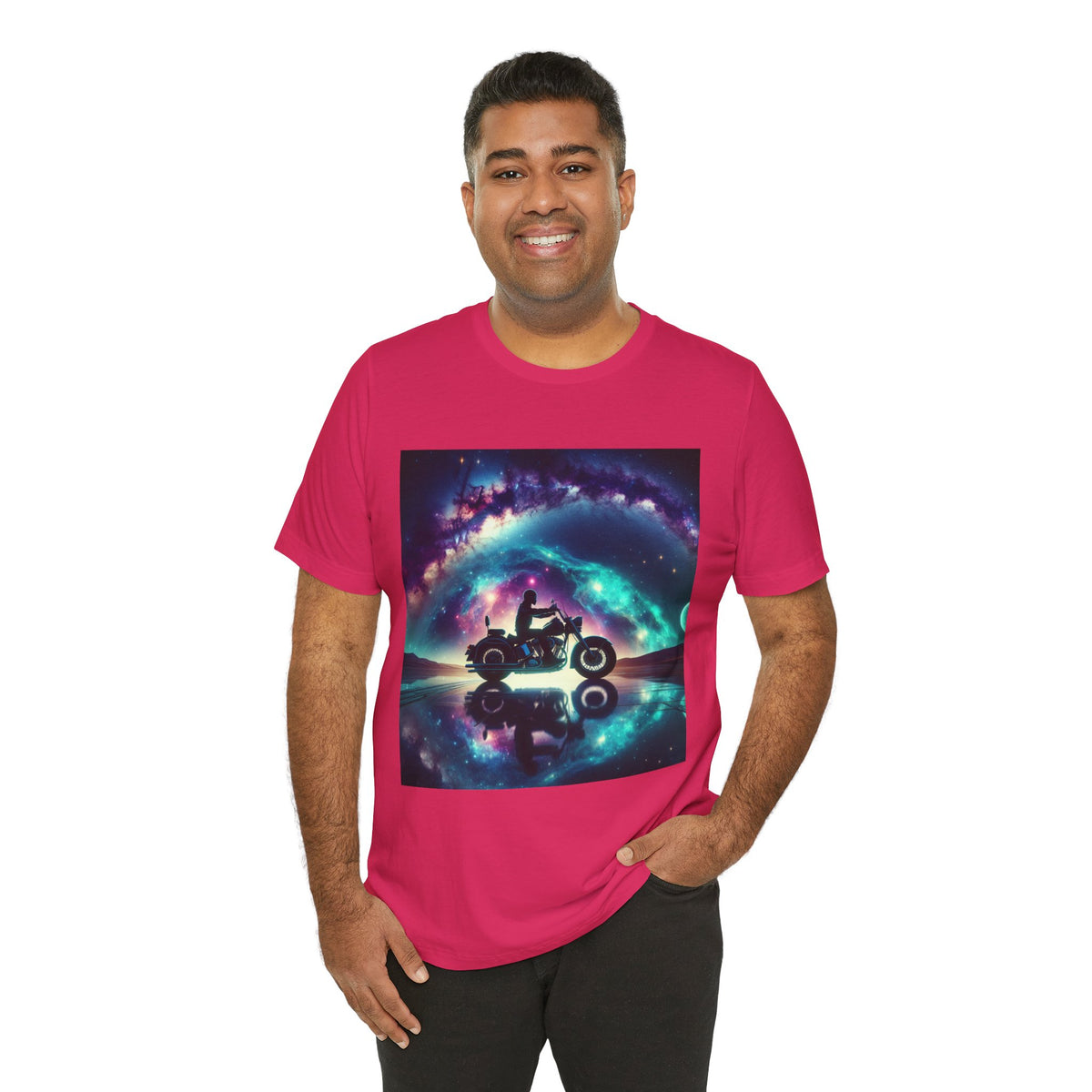 Galactic Biker Tee: Cosmic Shirt, Trendy Apparel