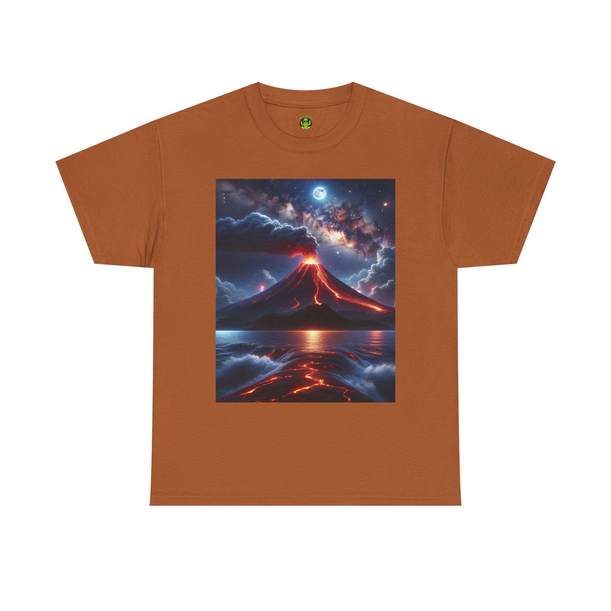 Volcano Sunset Unisex Heavy Cotton Tee - Graphic T-Shirt for Nature Lovers