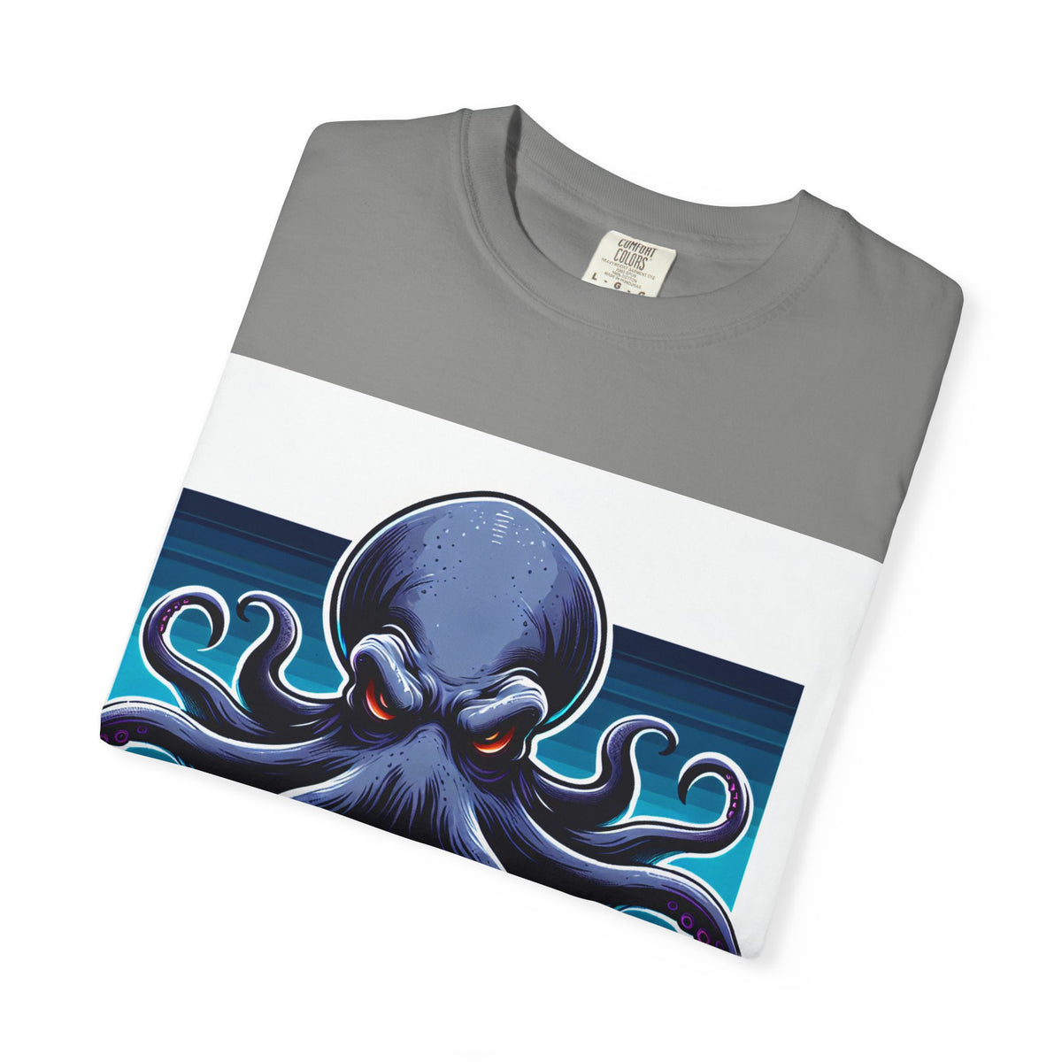 Ocean-Inspired Unisex Garment-Dyed T-Shirt with Octopus Design
