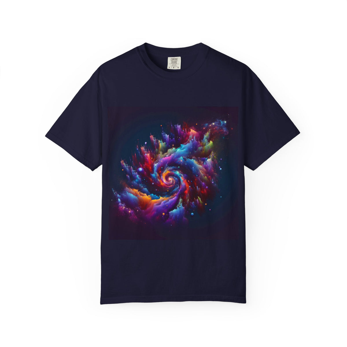 Cosmic Swirl Garment-Dyed T-Shirt – Vibrant Space Design for Sci-Fi Lovers
