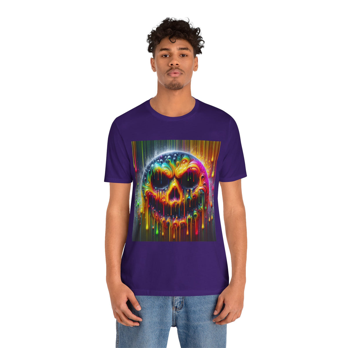 Psychedelic Skull Tee, Edgy Streetwear, Trendy Casual Wear
