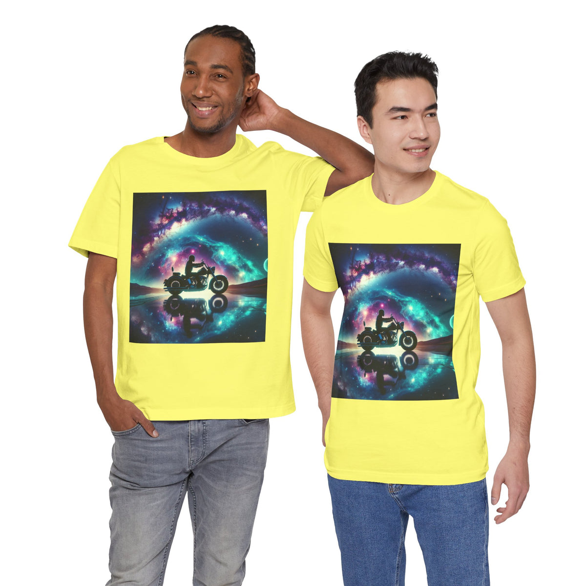 Galactic Biker Tee: Cosmic Shirt, Trendy Apparel