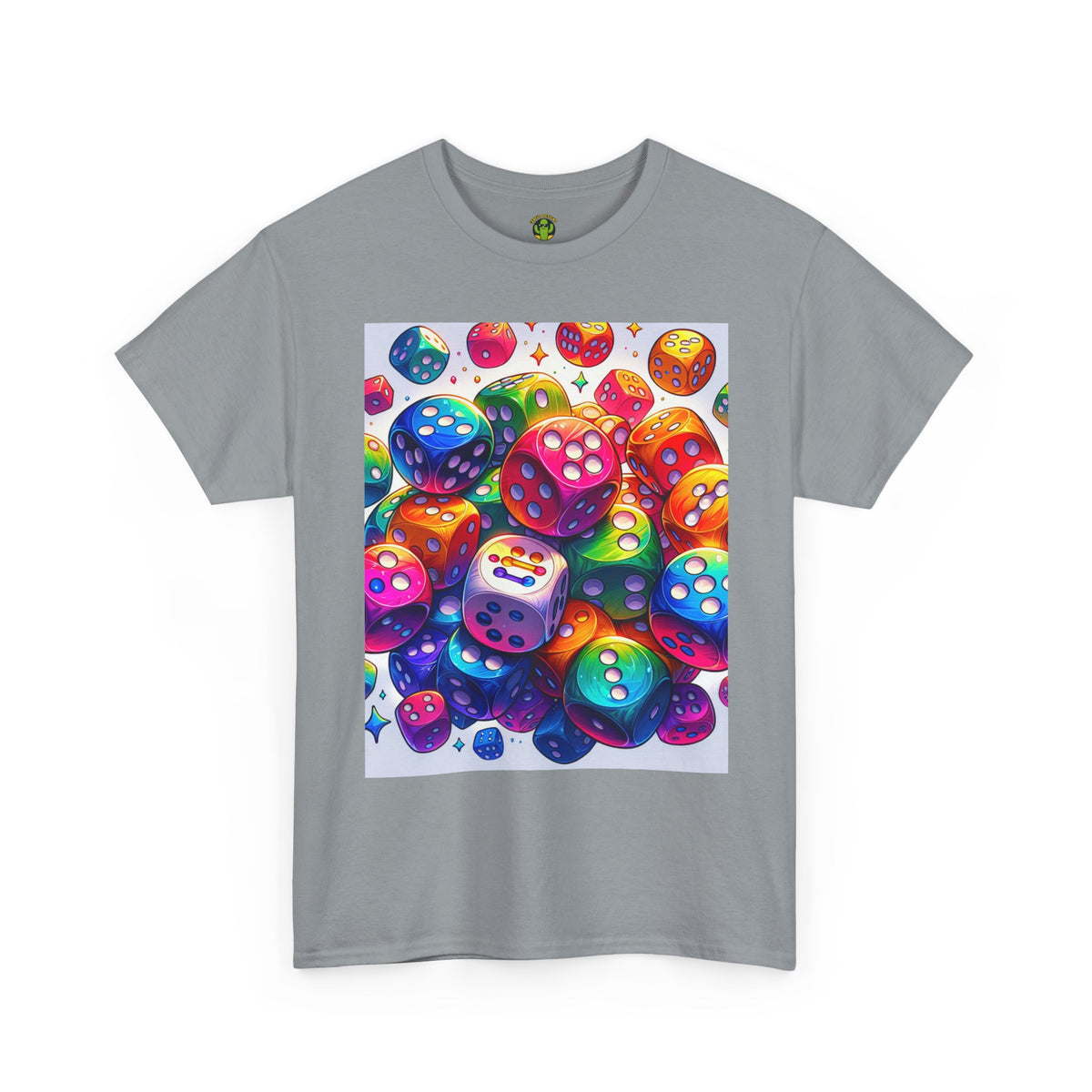 Colorful Dice Heavy Cotton Tee - Fun Gaming Tee for Casual Wear