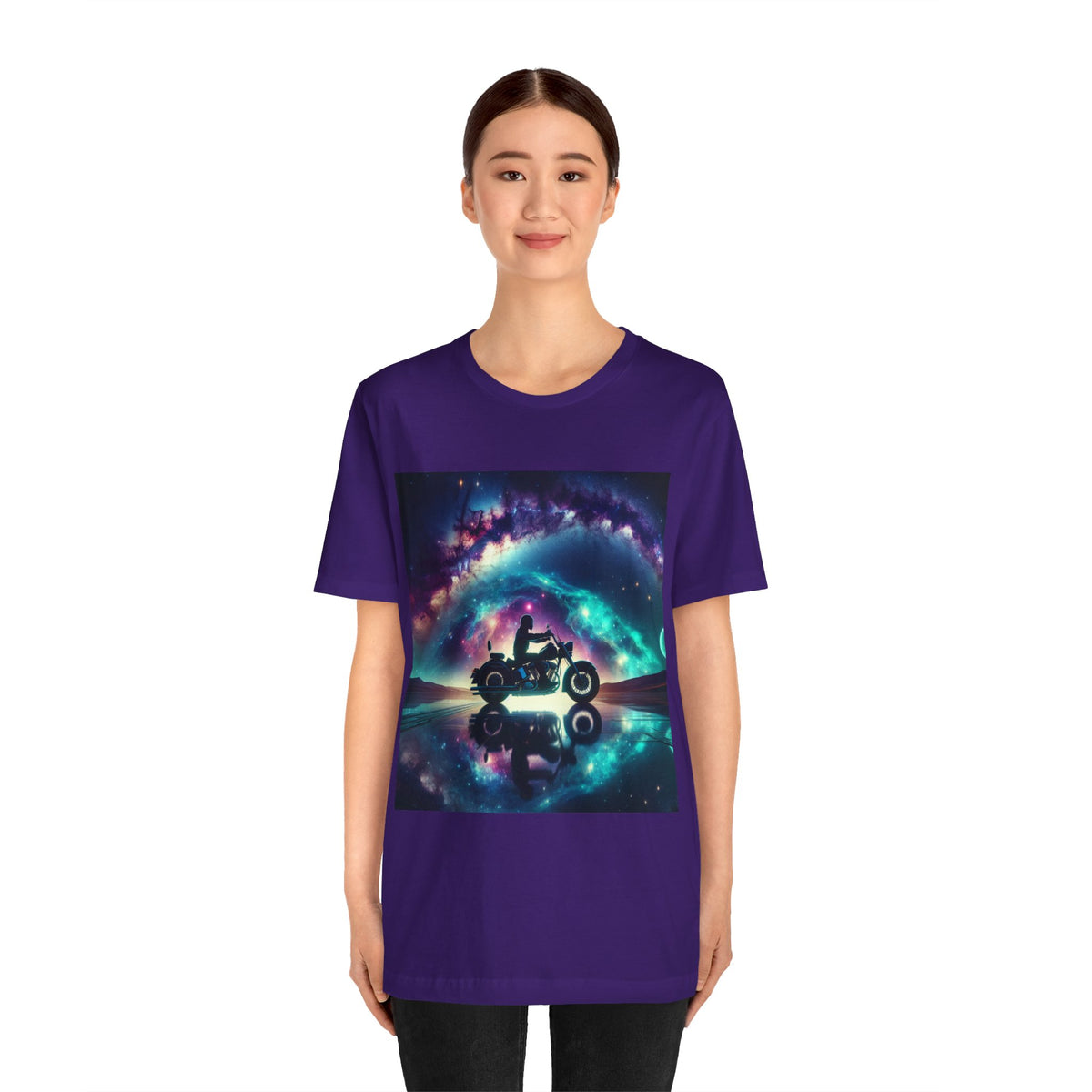 Galactic Biker Tee: Cosmic Shirt, Trendy Apparel