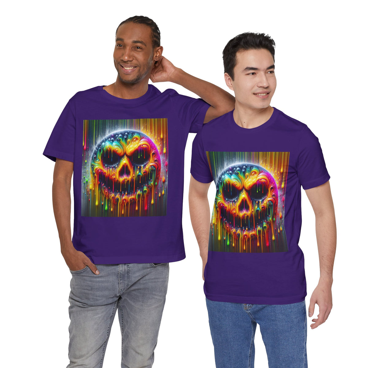 Psychedelic Skull Tee, Edgy Streetwear, Trendy Casual Wear