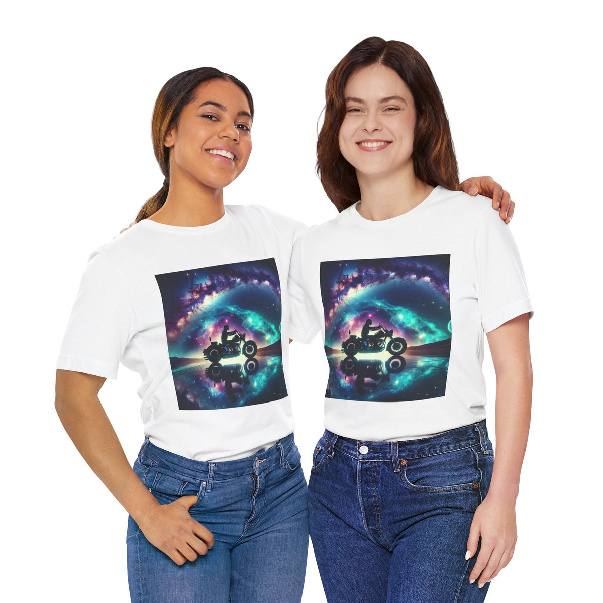 Galactic Biker Tee: Cosmic Shirt, Trendy Apparel