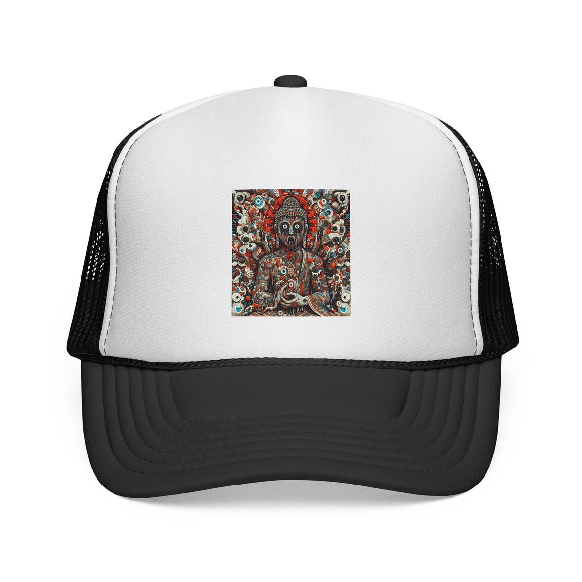 Buddha Art Trucker Cap - Boho Style Hat, Gift for Him/Her, Casual Headwear, Festival Accessory, Spiritual Apparel
