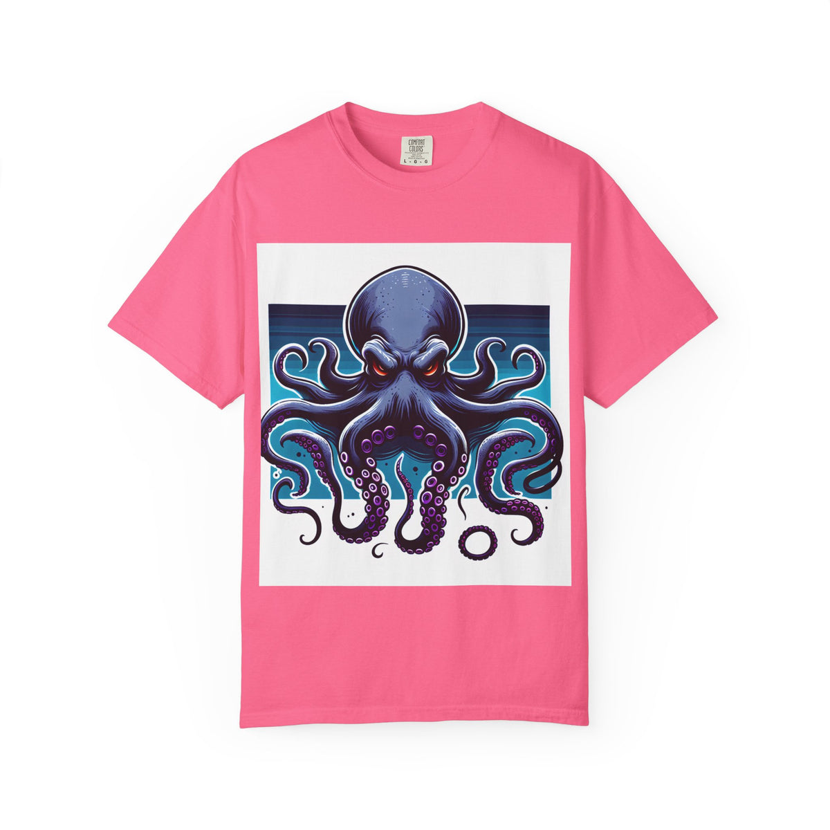 Ocean-Inspired Unisex Garment-Dyed T-Shirt with Octopus Design