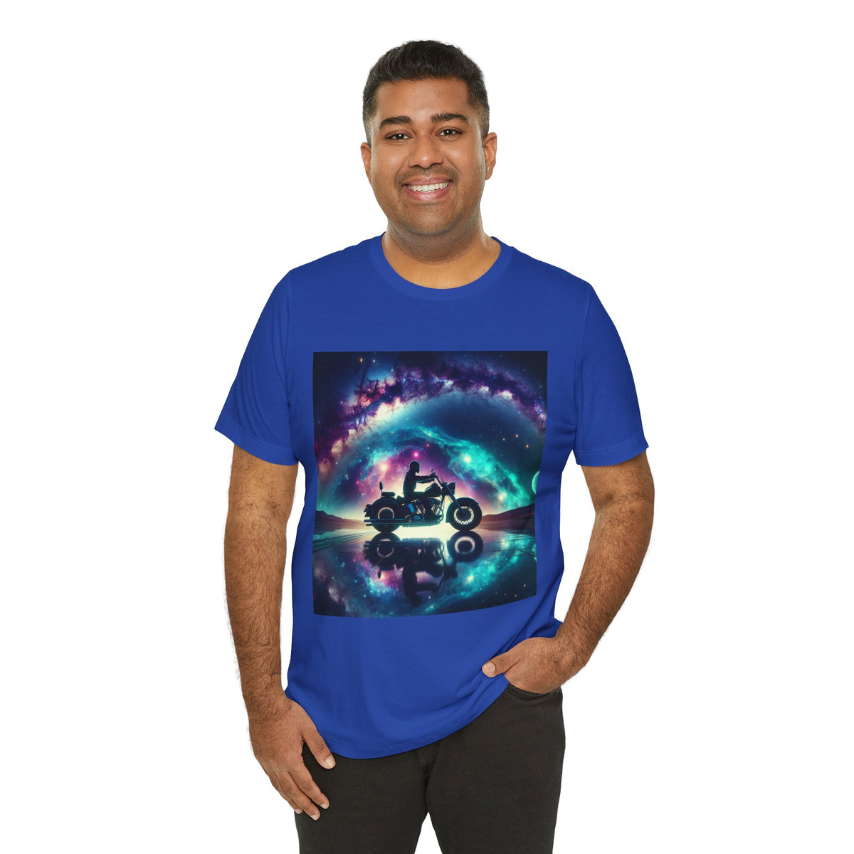 Galactic Biker Tee: Cosmic Shirt, Trendy Apparel