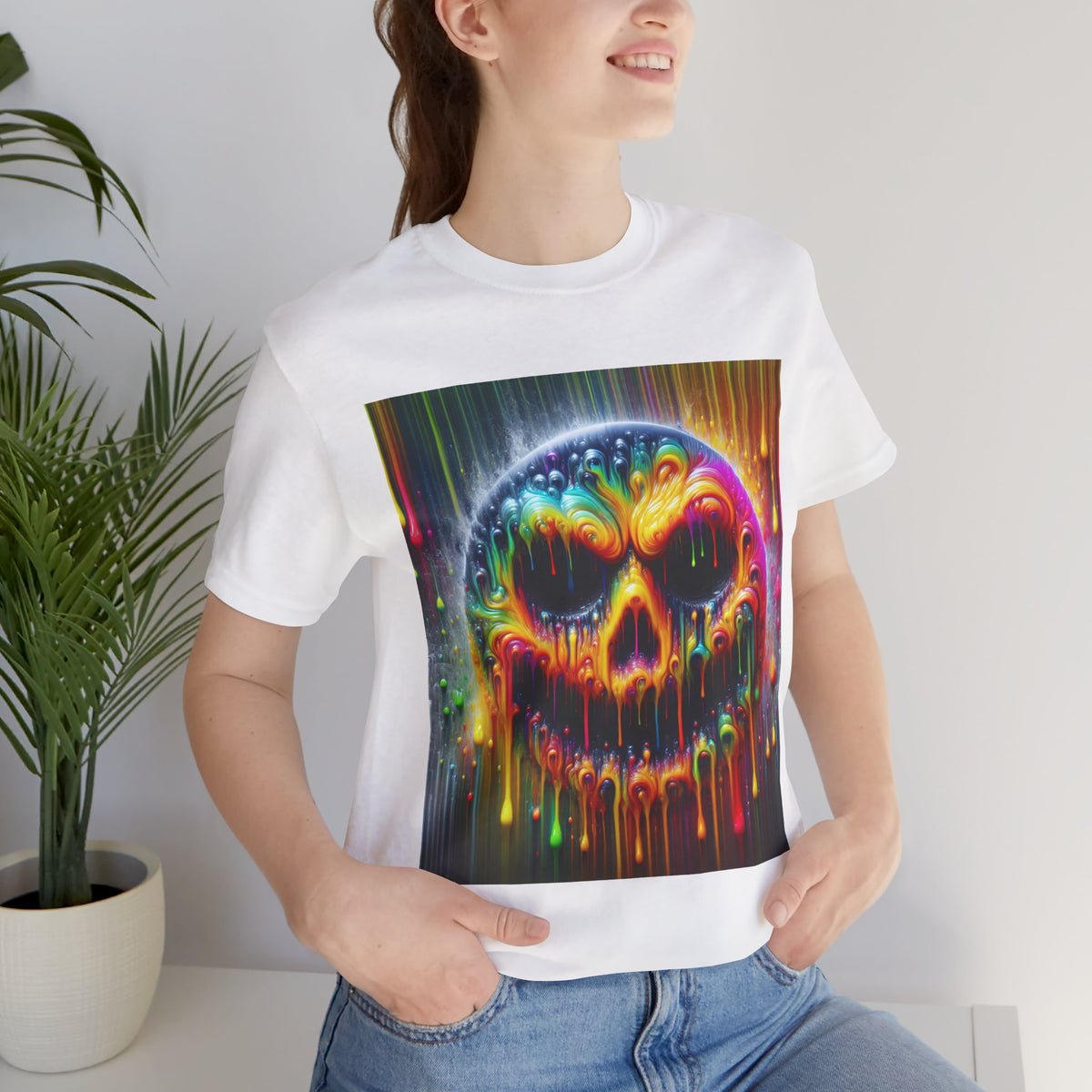Psychedelic Skull Tee, Edgy Streetwear, Trendy Casual Wear