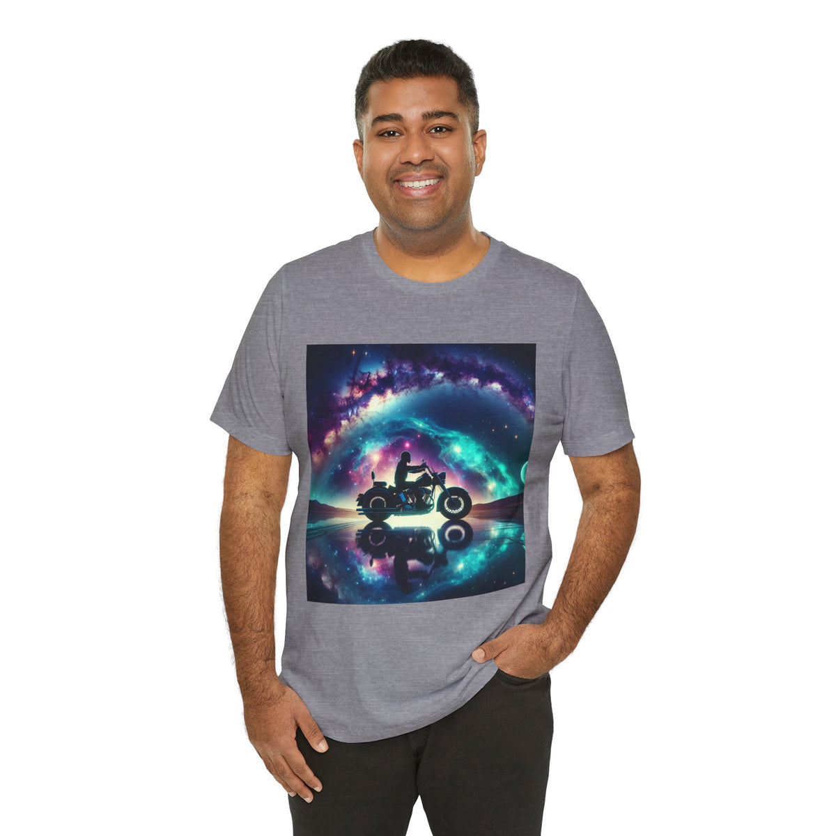 Galactic Biker Tee: Cosmic Shirt, Trendy Apparel