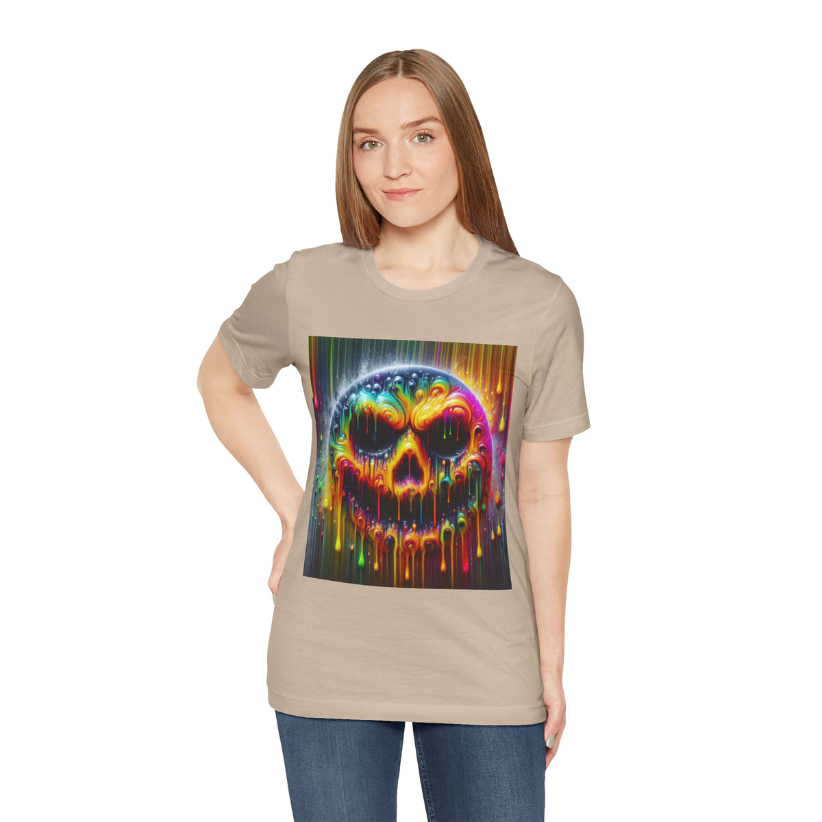 Psychedelic Skull Tee, Edgy Streetwear, Trendy Casual Wear