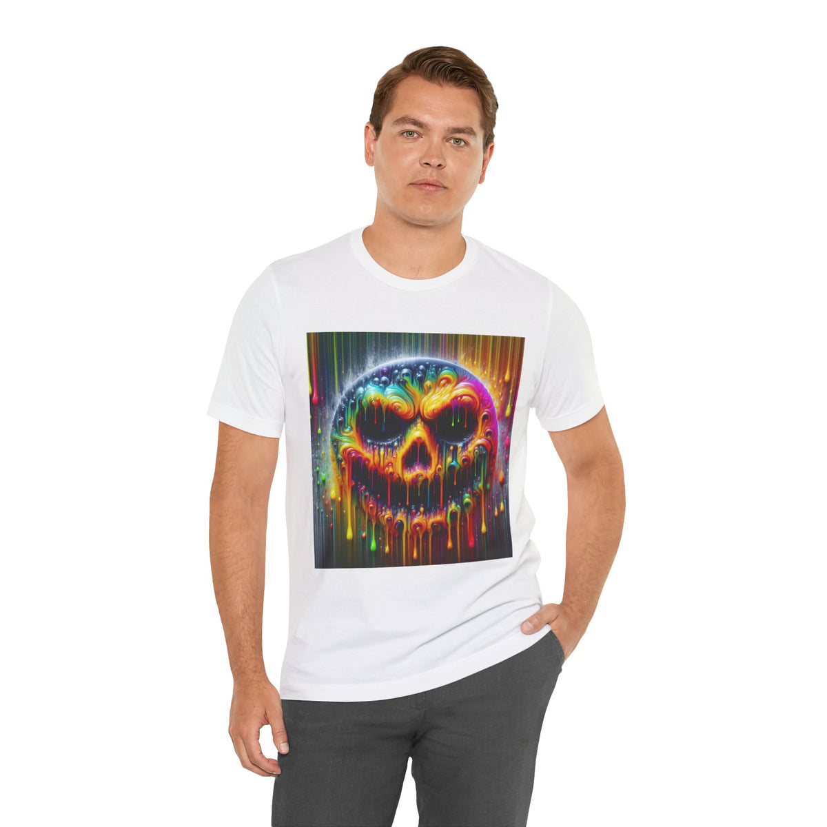 Psychedelic Skull Tee, Edgy Streetwear, Trendy Casual Wear