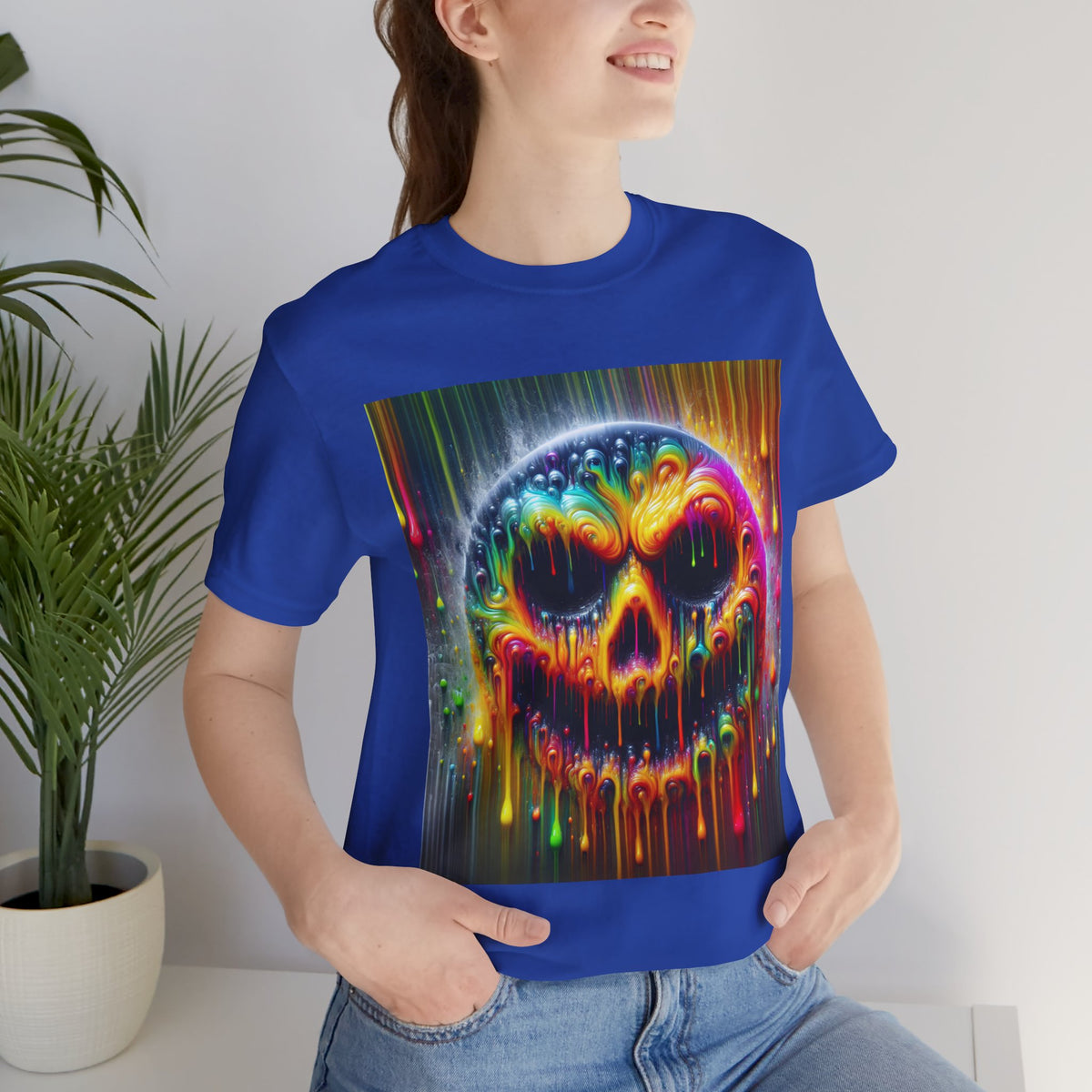 Psychedelic Skull Tee, Edgy Streetwear, Trendy Casual Wear