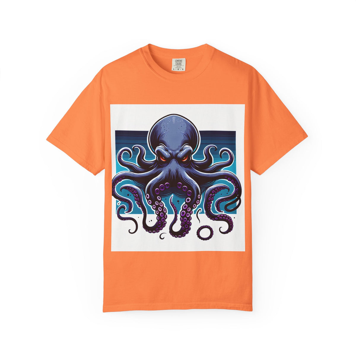 Ocean-Inspired Unisex Garment-Dyed T-Shirt with Octopus Design