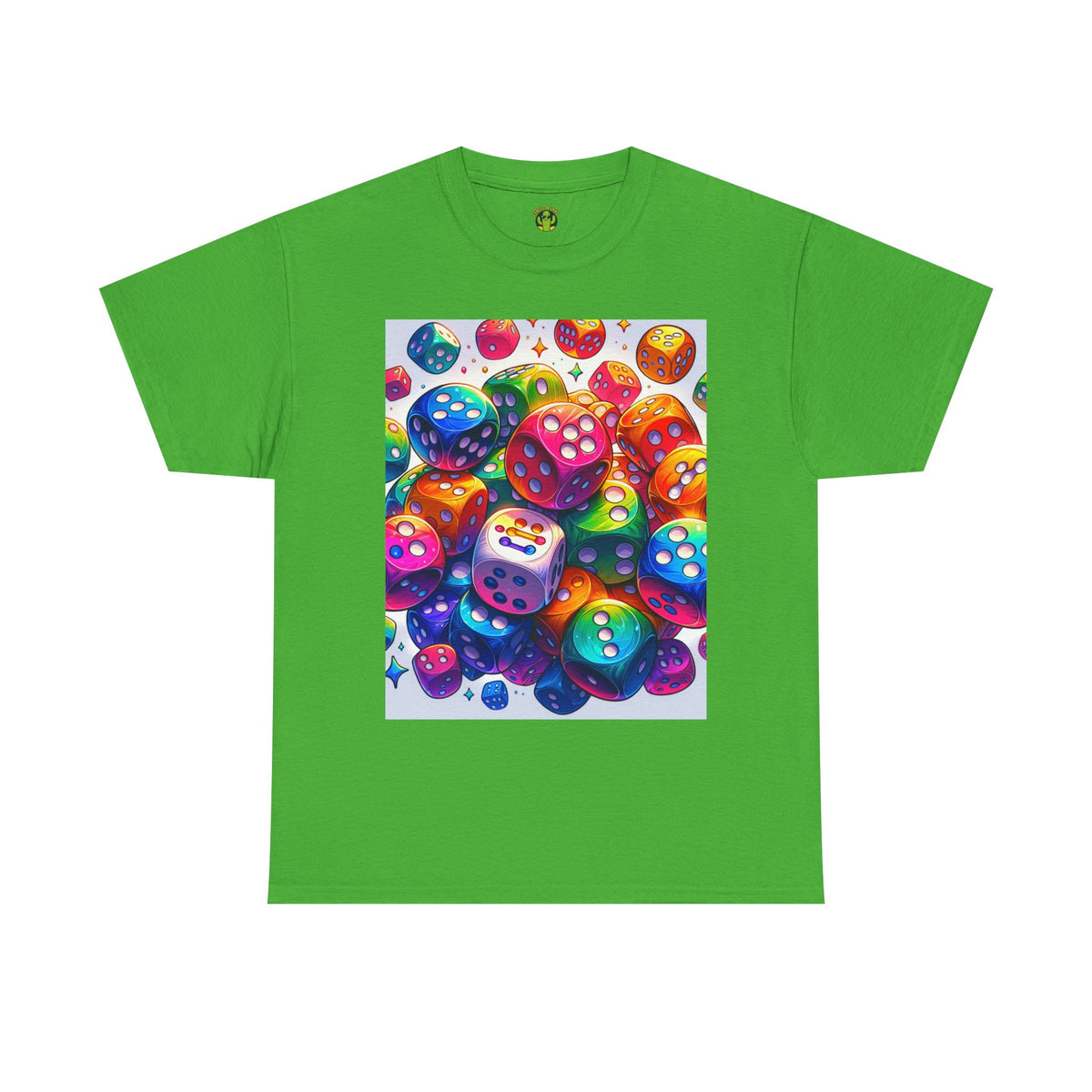 Colorful Dice Heavy Cotton Tee - Fun Gaming Tee for Casual Wear