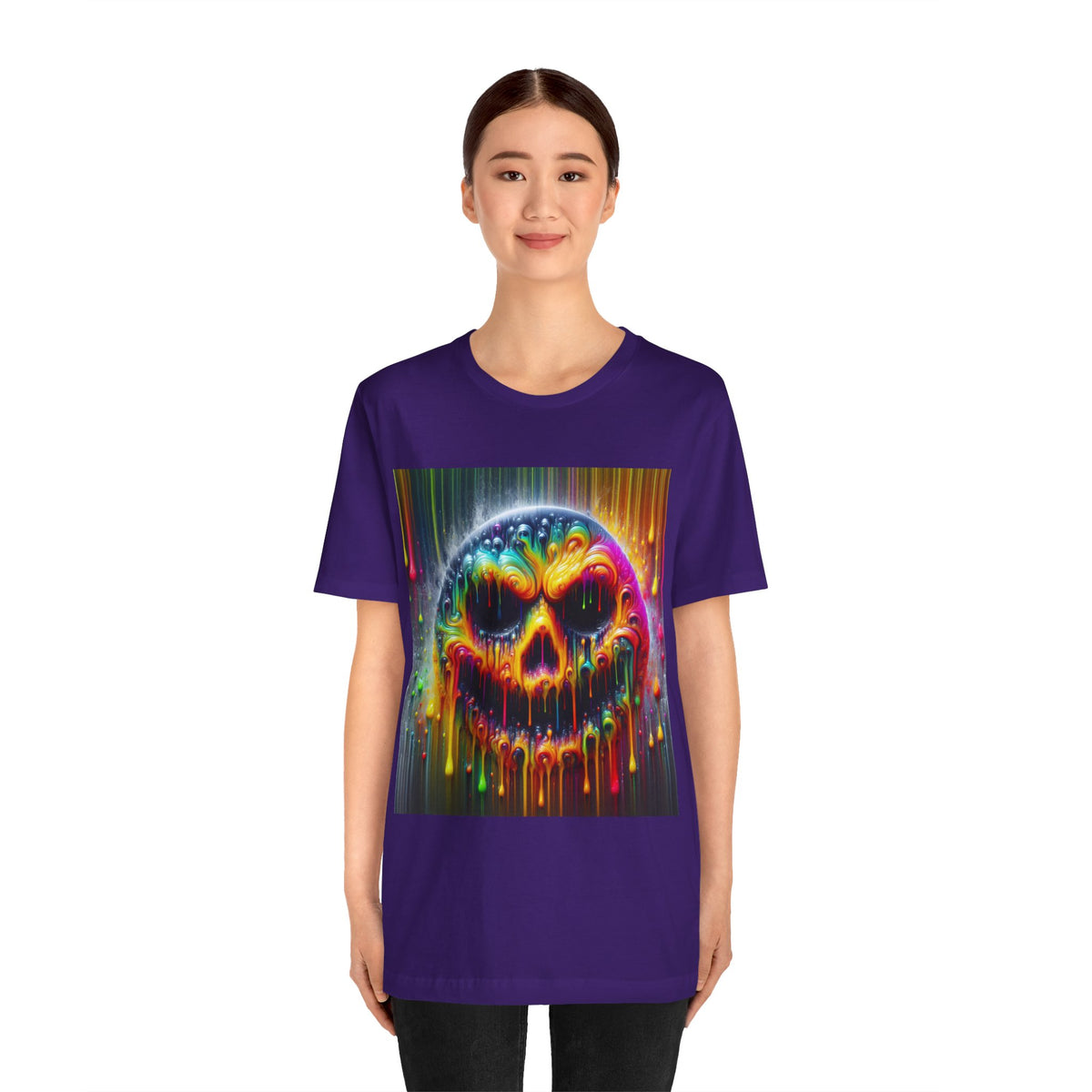 Psychedelic Skull Tee, Edgy Streetwear, Trendy Casual Wear