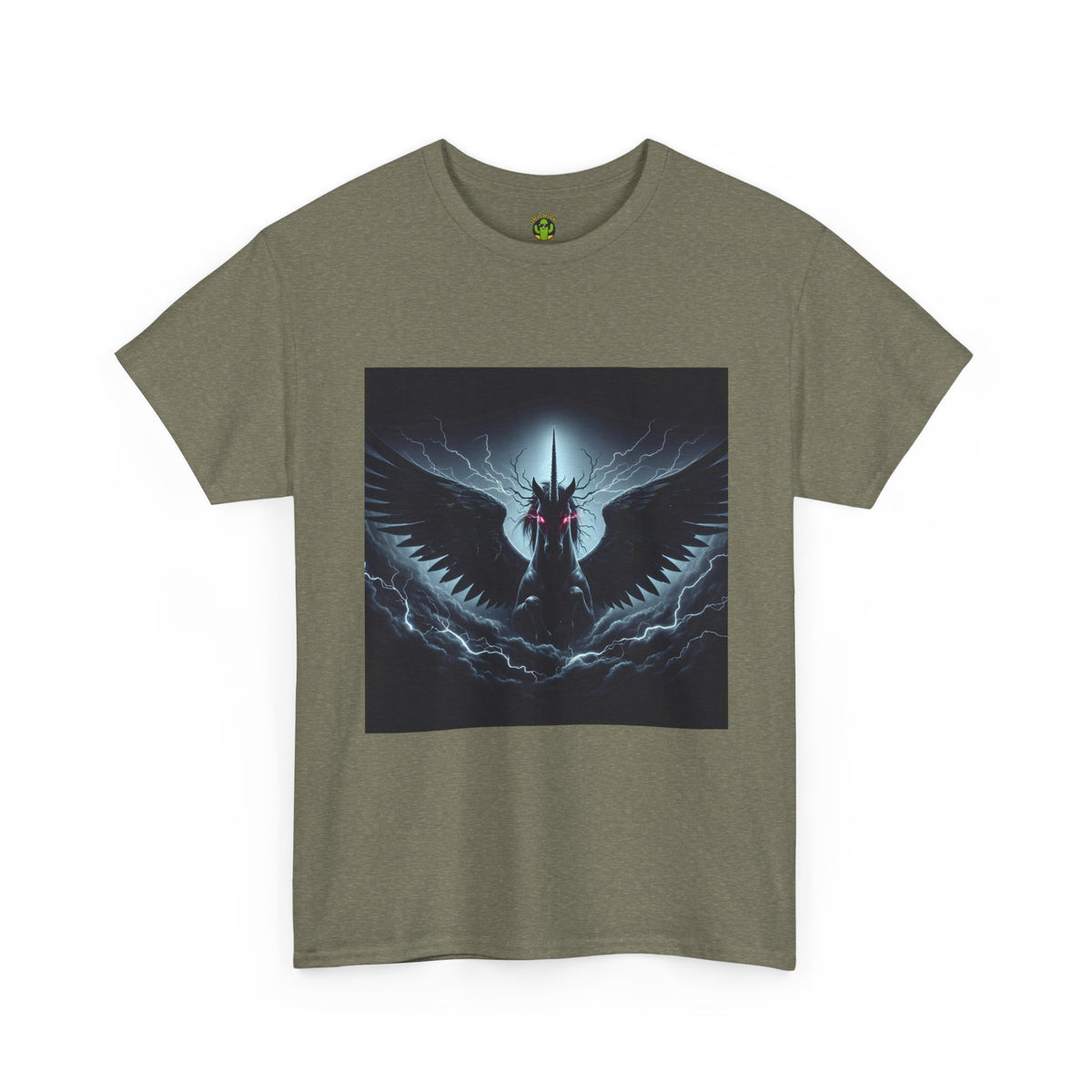 Dark Fantasy Heavy Cotton Tee with Pegasus Design