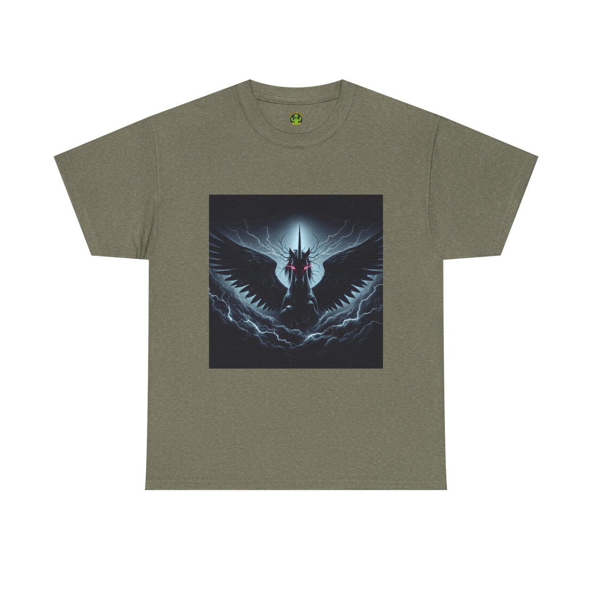 Dark Fantasy Heavy Cotton Tee with Pegasus Design