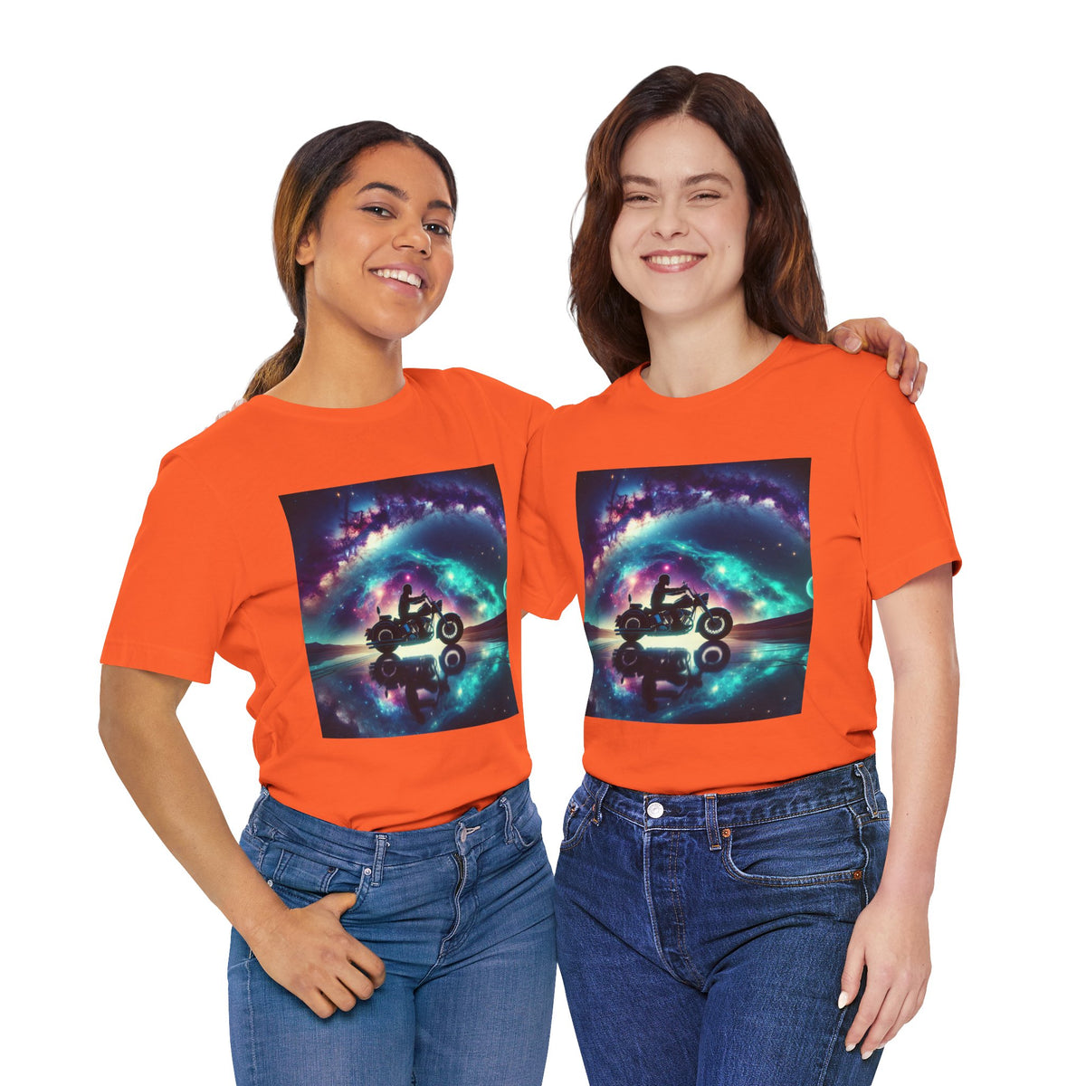 Galactic Biker Tee: Cosmic Shirt, Trendy Apparel