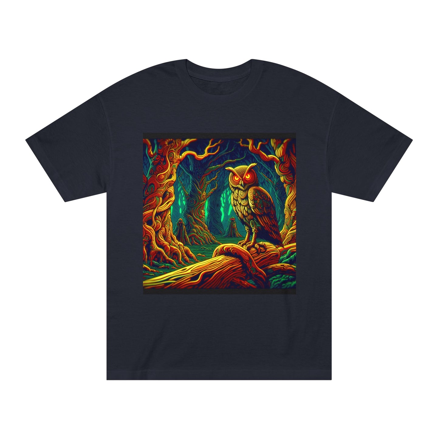 Vibrant Owl Unisex Tee - Artful Forest Design, Nature Lover Gift, Graphic Tee for Events, Eco-Friendly Fashion, Unique Art Apparel