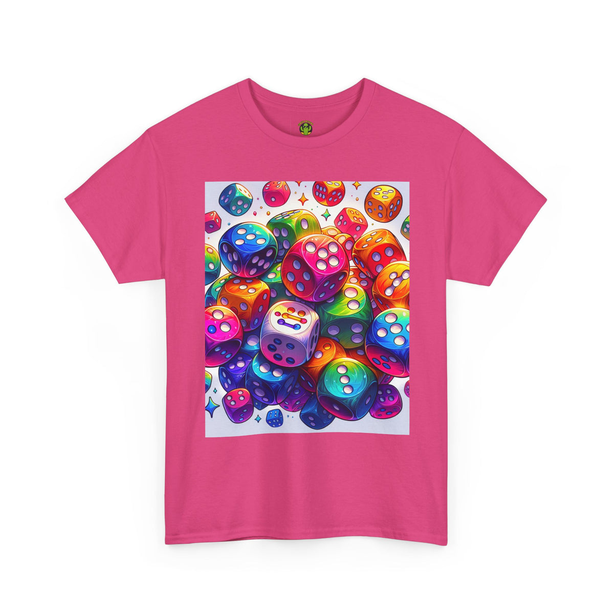 Colorful Dice Heavy Cotton Tee - Fun Gaming Tee for Casual Wear