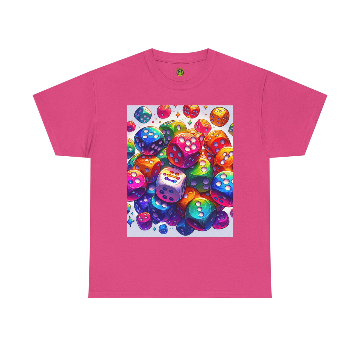 Colorful Dice Heavy Cotton Tee - Fun Gaming Tee for Casual Wear