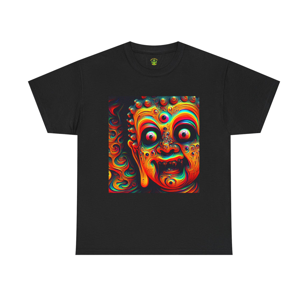 Vibrant Buddha Art Tee, Heavy Cotton T-Shirt, Unique Graphic Tee