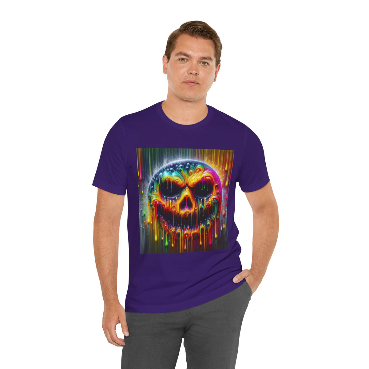 Psychedelic Skull Tee, Edgy Streetwear, Trendy Casual Wear
