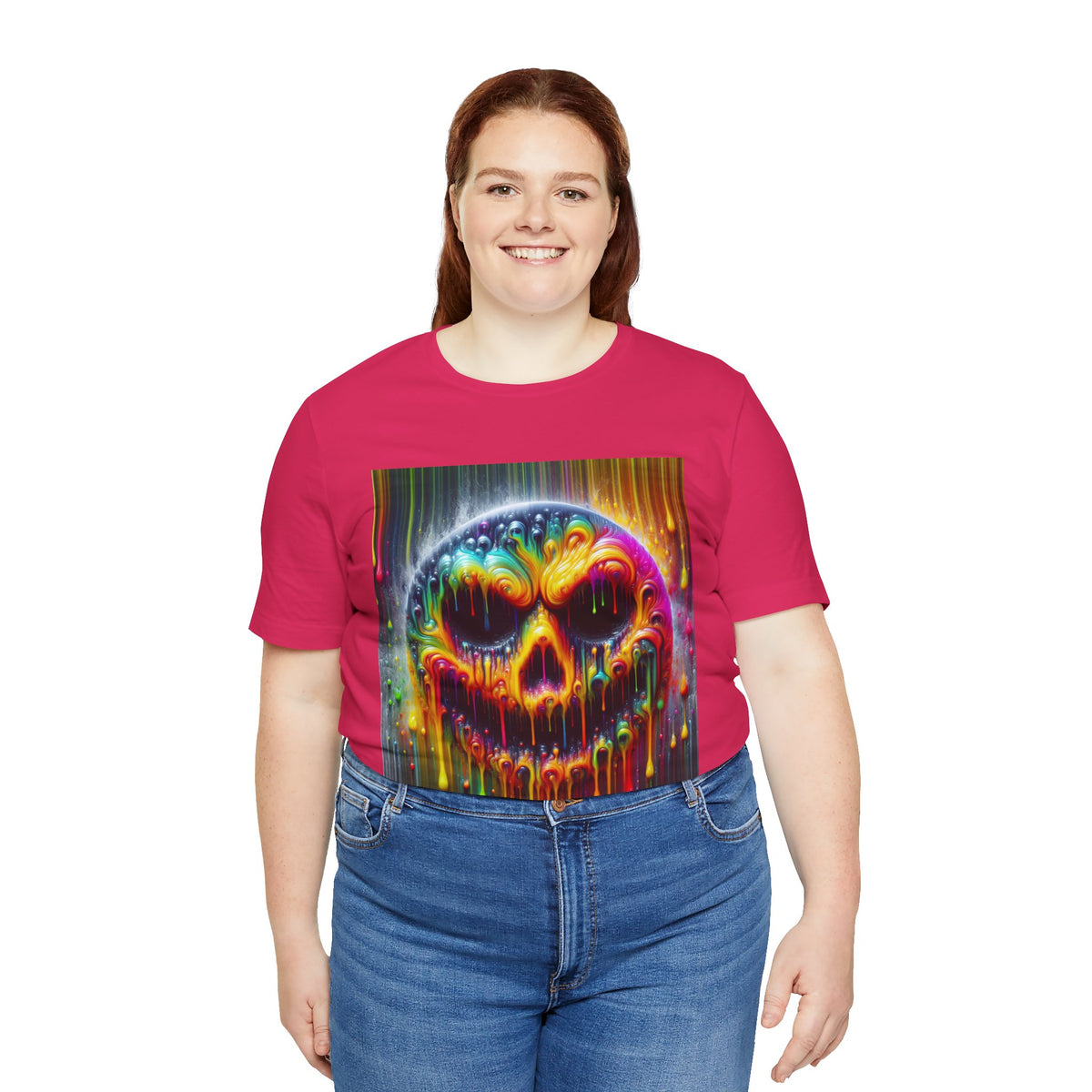 Psychedelic Skull Tee, Edgy Streetwear, Trendy Casual Wear