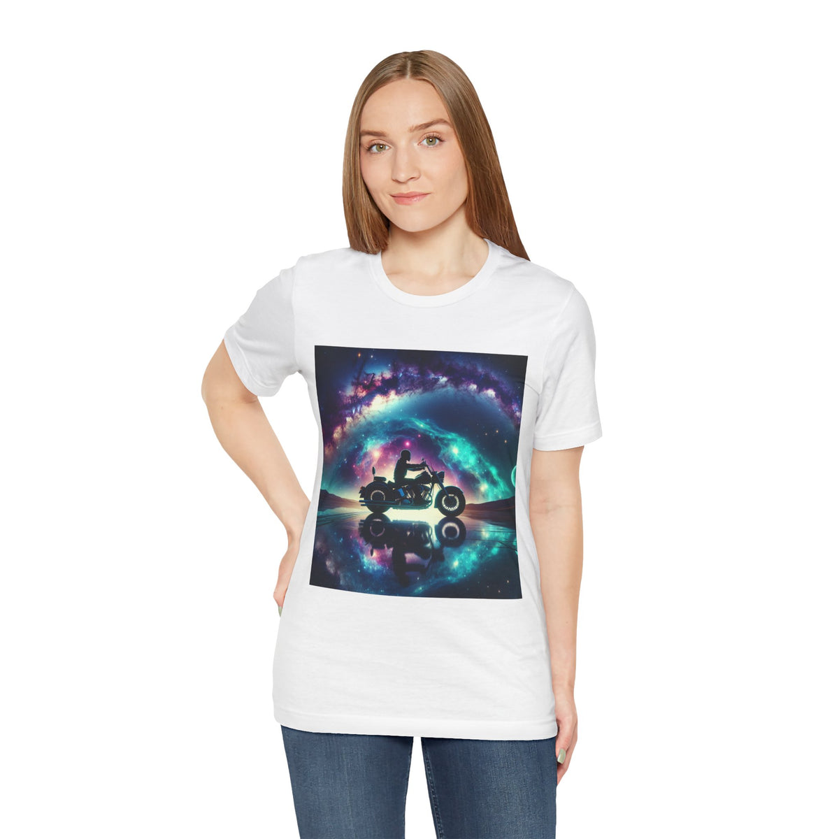 Galactic Biker Tee: Cosmic Shirt, Trendy Apparel