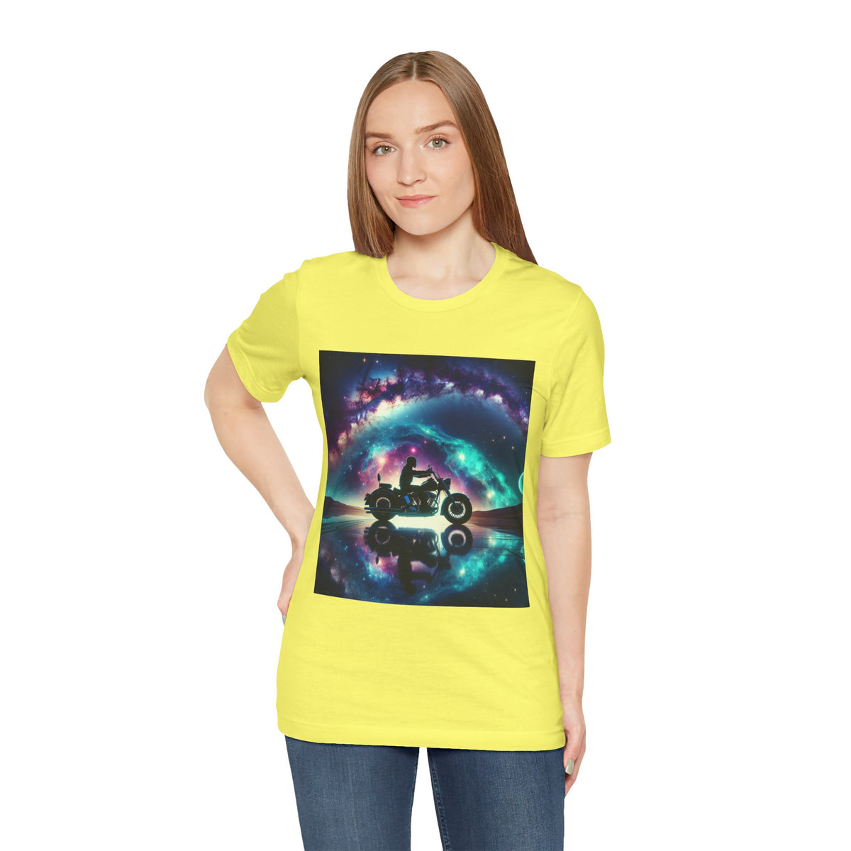 Galactic Biker Tee: Cosmic Shirt, Trendy Apparel