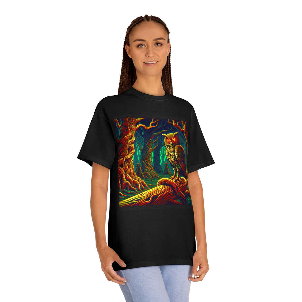 Vibrant Owl Tee - Artful Forest Design