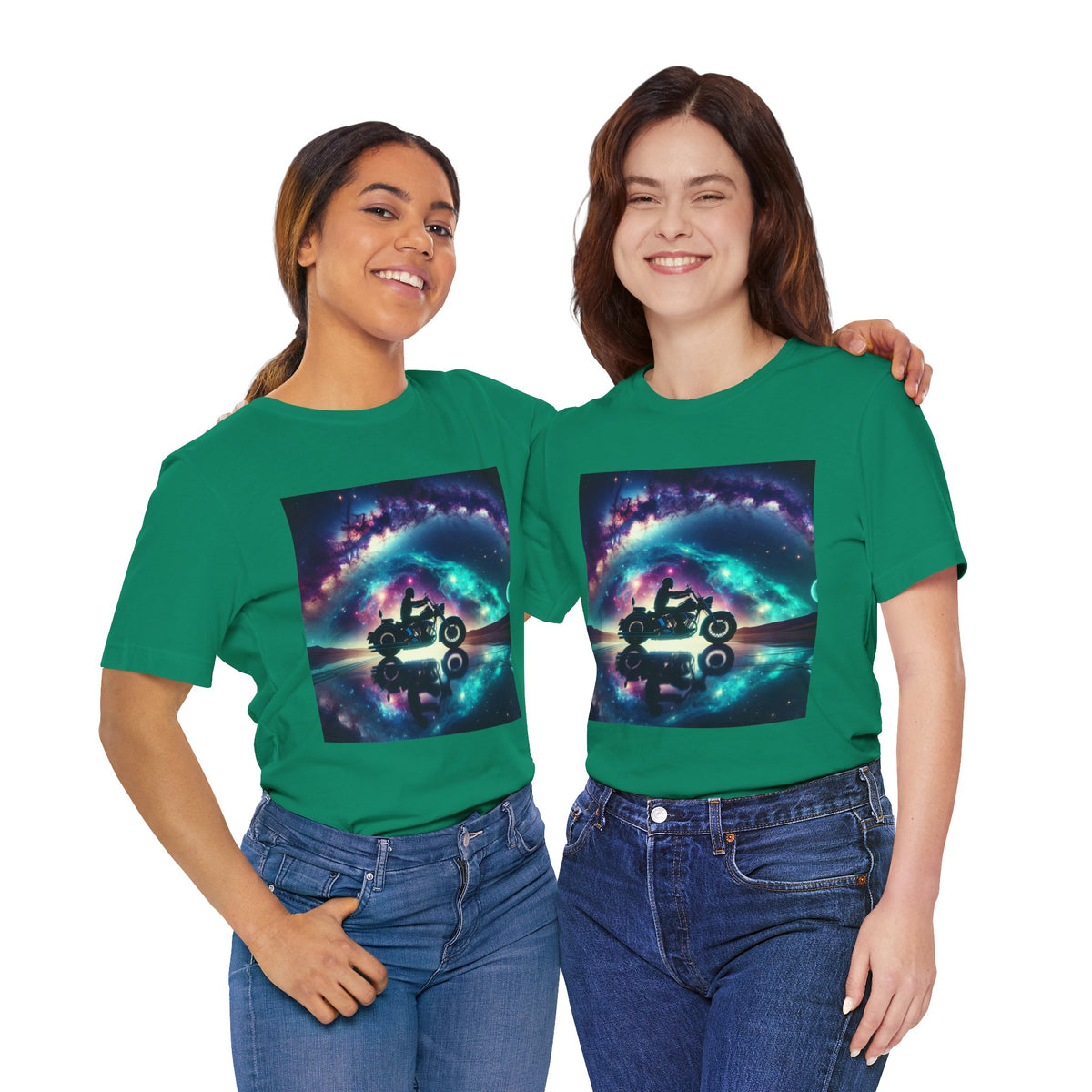 Galactic Biker Tee: Cosmic Shirt, Trendy Apparel