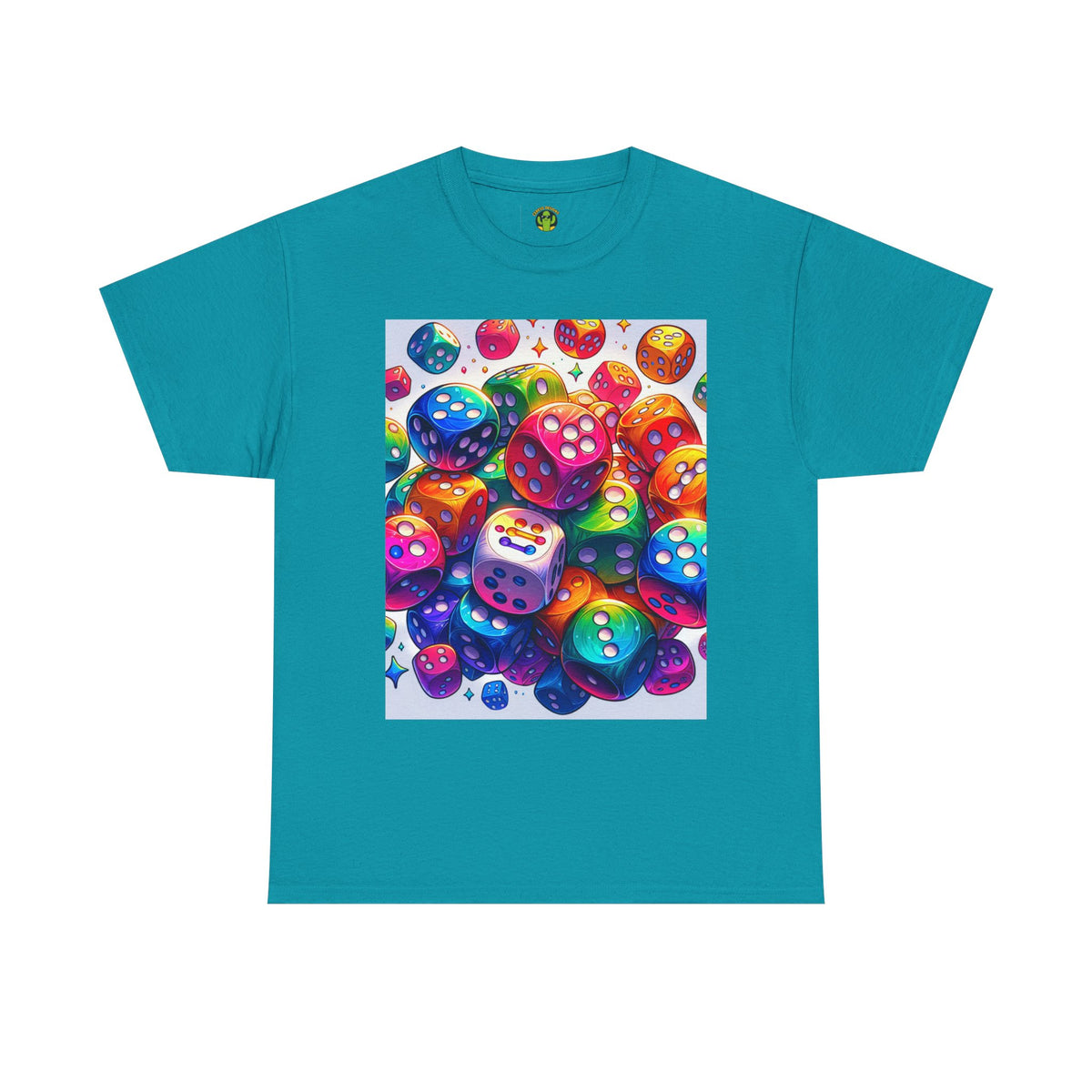 Colorful Dice Heavy Cotton Tee - Fun Gaming Tee for Casual Wear