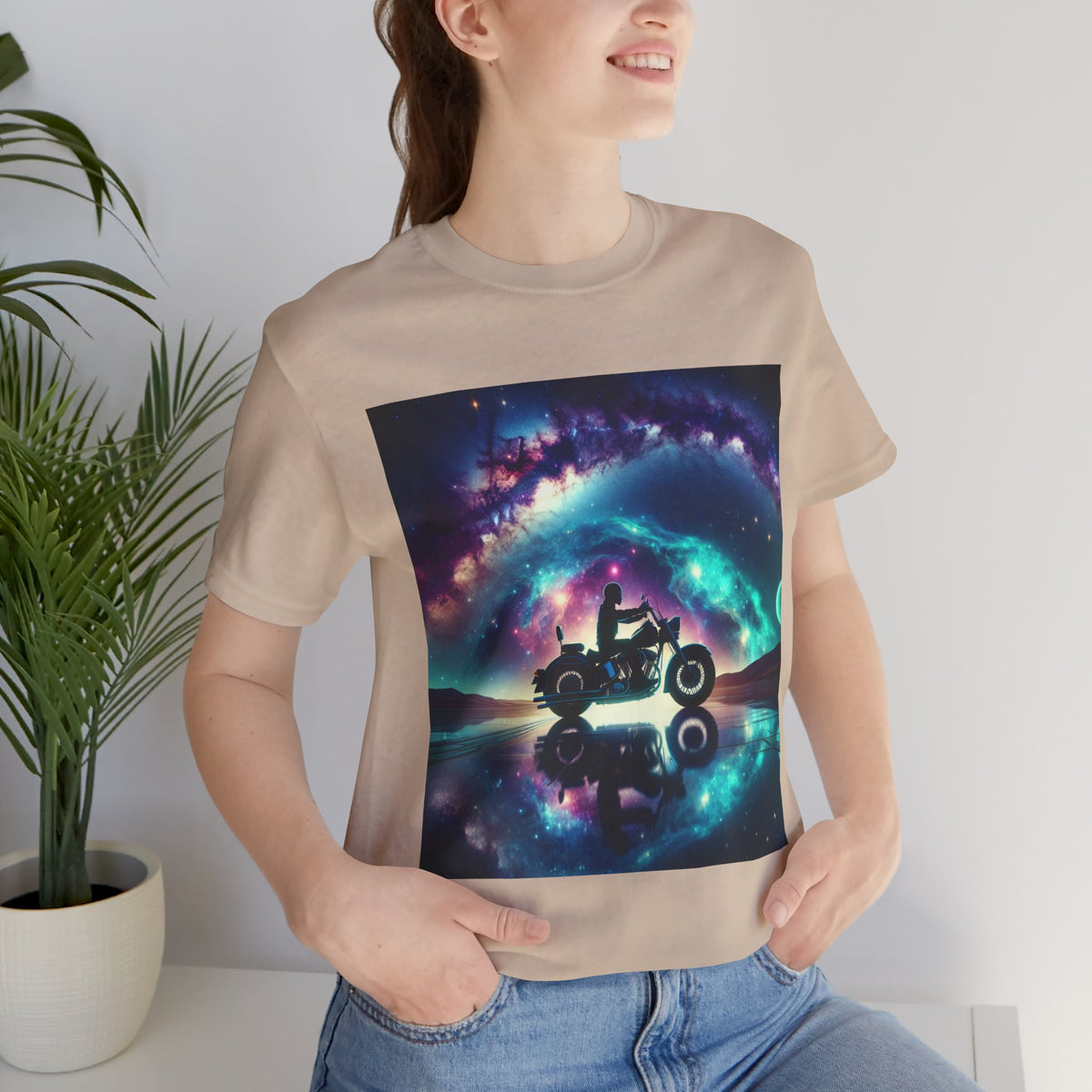 Galactic Biker Tee: Cosmic Shirt, Trendy Apparel